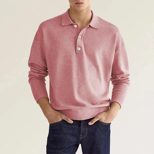 Independent station wish autumn long-sleeved V-neck button-down men's casual shirt polo shirt trendy