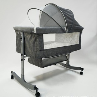 I-Shaped Rocking Bed Baby Cradle Bed Can Be Spliced ​​Into a Large Bed Multi-Functional Portable Sleeping Rocking Bed