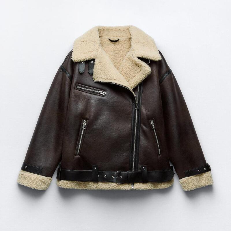 The original TAOP & ZA winter new women's motorcycle fur one double-sided jacket coat 8073 226 700 800