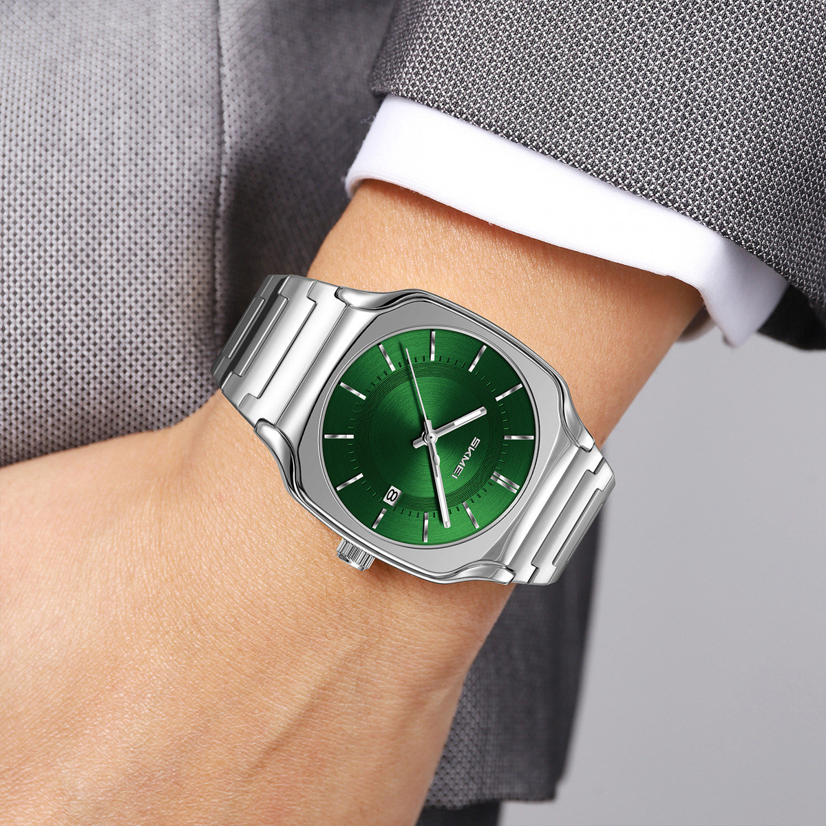 Momento de relojes de hombre calendario de negocios transfronterizo spot relojes de hombre acero noctilucente impermeable fábrica de relojes de cuarzo al por mayor