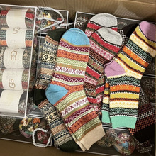 油gg羊毛彩袜保暖ug图腾高筒地板袜雪地袜礼盒装羊毛袜代发