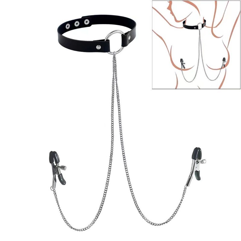 Factory cross-border direct sales factory direct sales heart pu leather chain Harajuku nail clip strip factory choker item Factory cross-border direct sales factory direct sales heart pu leather chain Harajuku nail clip strip factory choker item