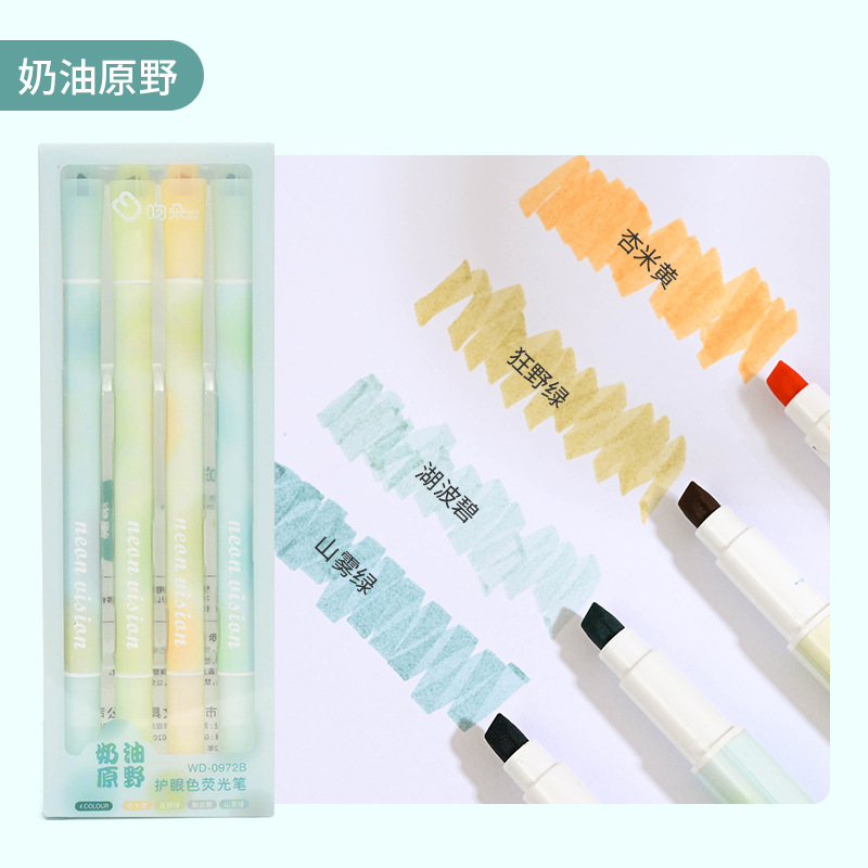 Nuevo de doble cabeza de protección ocular resaltador estudiante de alto aspecto marca pluma gran capacidad marca diario pluma conjunto al por mayor