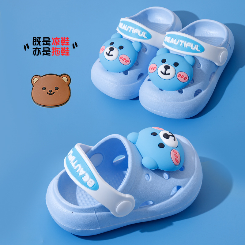 Children's Non-slip Breathable Slippers with Cartoon Cap for Summer Boys and Girls, Toddler and Baby, Wholesale