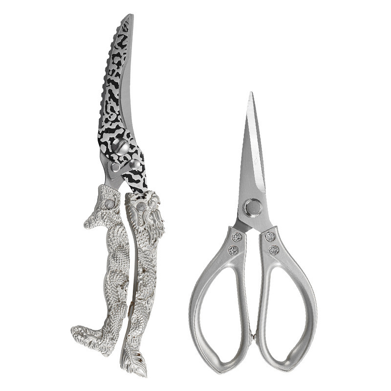 Gran por mayor mano de dragón fuerte tijeras de hueso de pollo de acero inoxidable multifuncional tijeras de barbacoa al aire libre tijeras de cocina de alimentos cocinados caseros