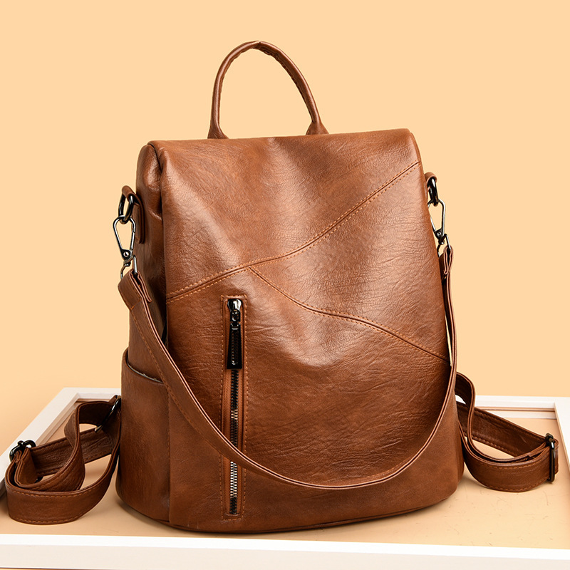 Backpack 2025 New Spliced Sheepskin Travel Anti-Theft Backpack Student Multifunctional School Bag Versatile Waterproof Light Luxury