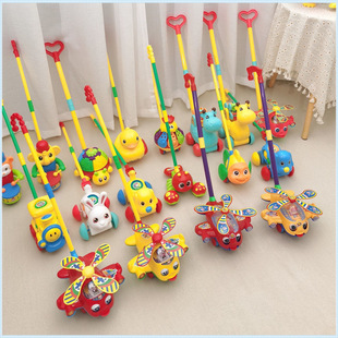 Hot-Selling Children's Push Walker Toy Non-Slip Hand Push Airplane with Music - Year Old Baby Walking Outdoor Toddler