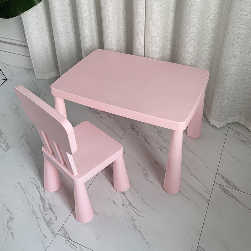 Children's Table and Chair Set Kindergarten Baby Learning Table Home Writing Table Plastic Toy Table Thickened Desk Bookshelf