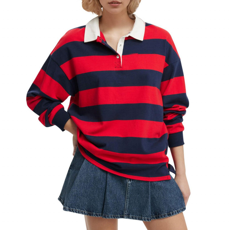 Felpa a righe con fodera in pile da donna - Pullover streetwear oversize con stampa integrale per un comfort casual_voghion.com