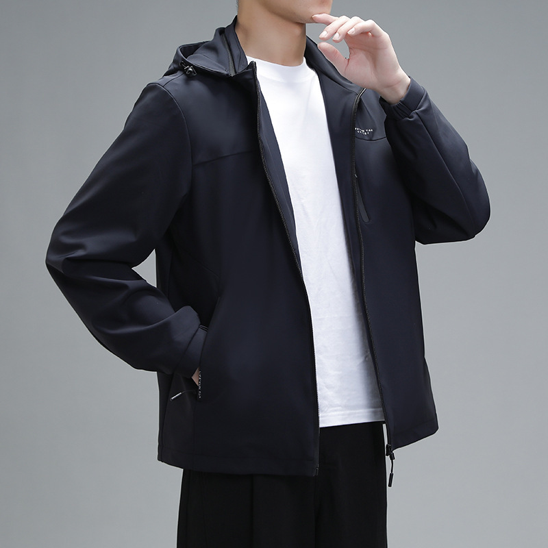 Men's Autumn Jacket, Windbreaker with Detachable Hood, Windproof and Rainproof Fabric, Outdoor Casual Men's Jacket, Trendy Workwear Men's Autumn Jacket, Windbreaker with Detachable Hood, Windproof and Rainproof Fabric, Outdoor Casual Men's Jacket, Trendy Workwear