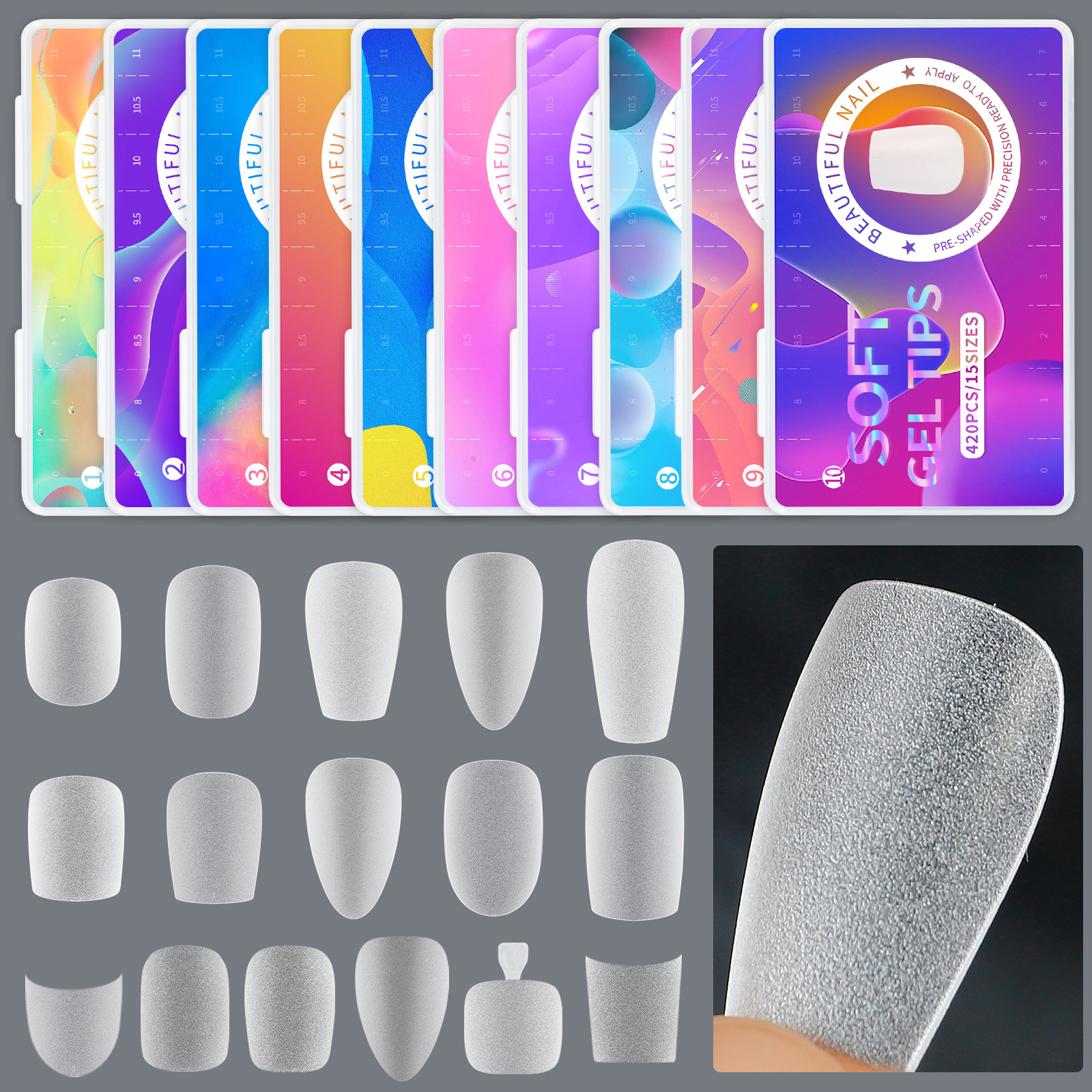Amazon popular ultra-corto esmerilado esmalte de uñas ultrafino sin costura gota de agua almendra tallado-clavo falso libre