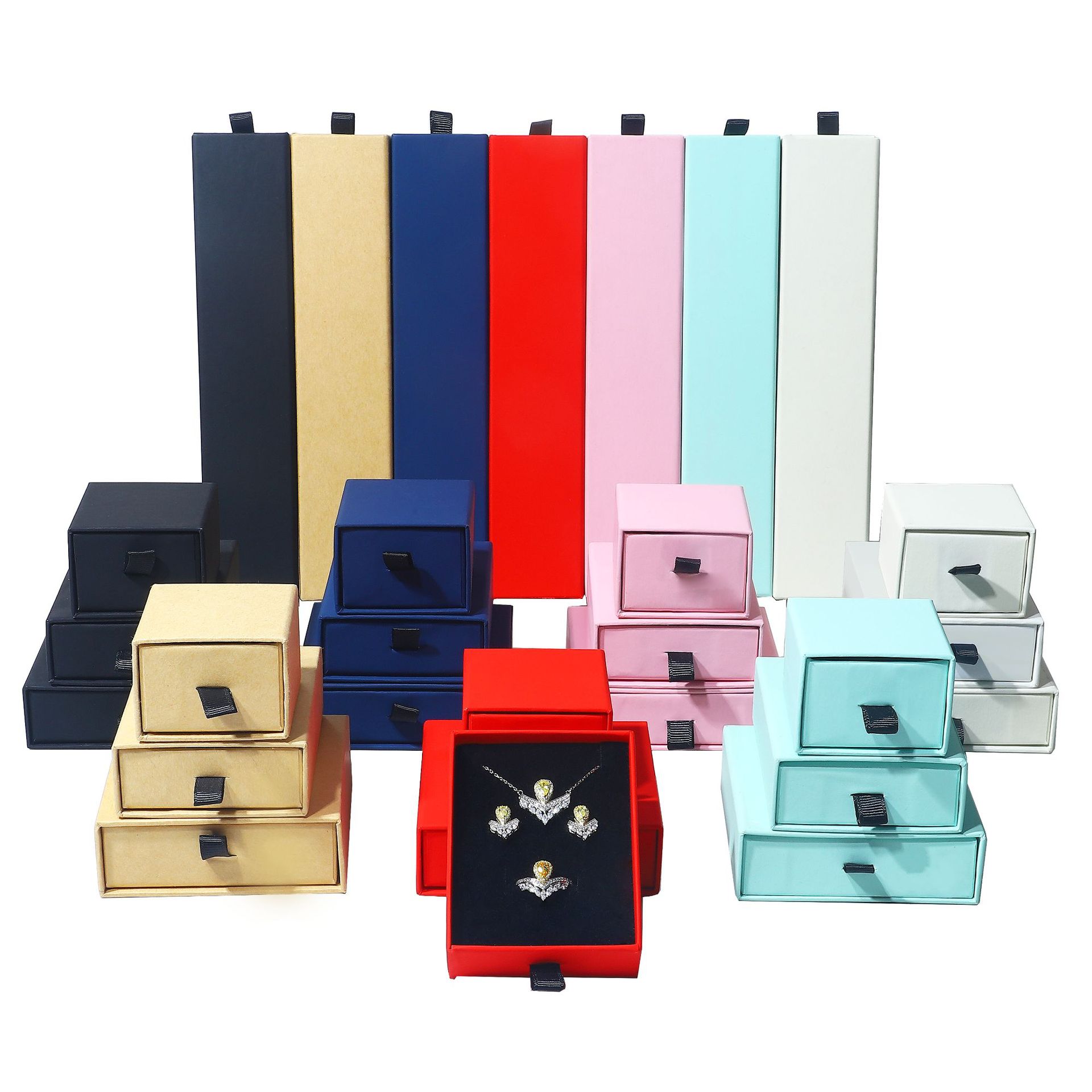 定制抽屉便携珠宝首饰包装盒项链盒耳钉盒高级耳环饰品盒戒指盒子