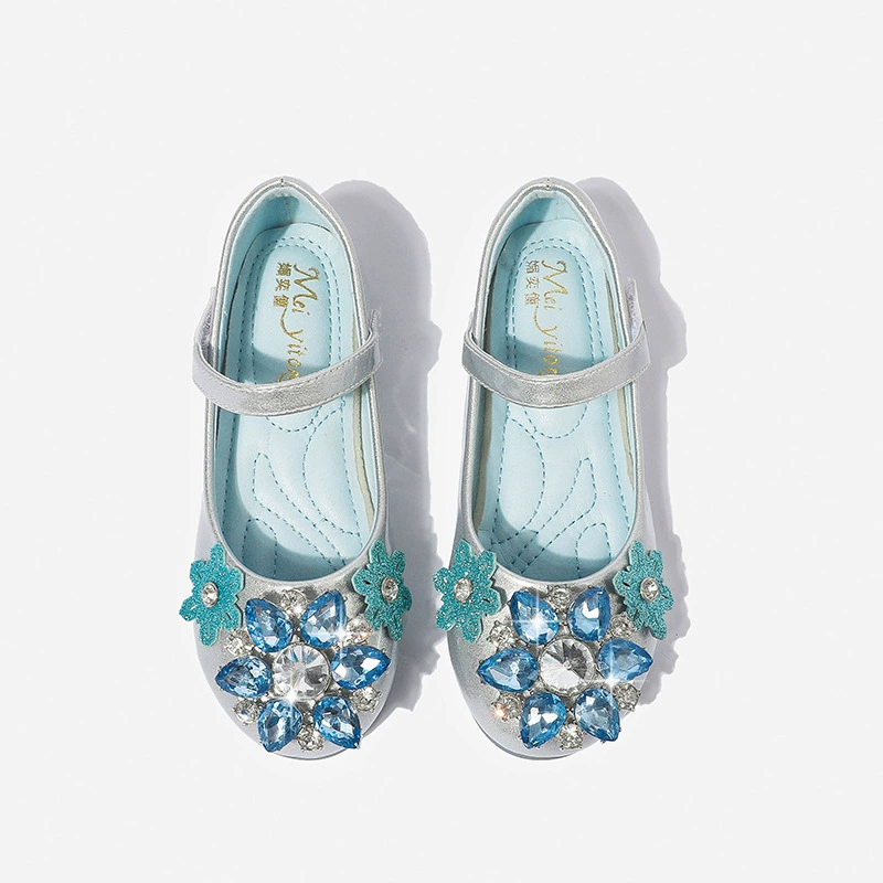 Туфли из хрустальной кожи с блестками в сказочном стиле для девочек, туфли больших размеров на Плоском Каблуке с круглым носком и плоской подошвой для девочек, танцевальные туфли принцессы