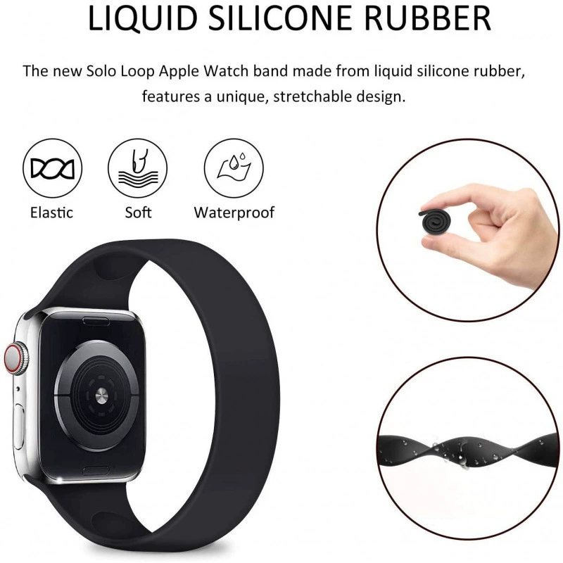 Заводской ремешок, подходит для Apple iWatch S10, однотонный браслет из силикона с цельным кольцом, ремешок для Apple Watch 9/8