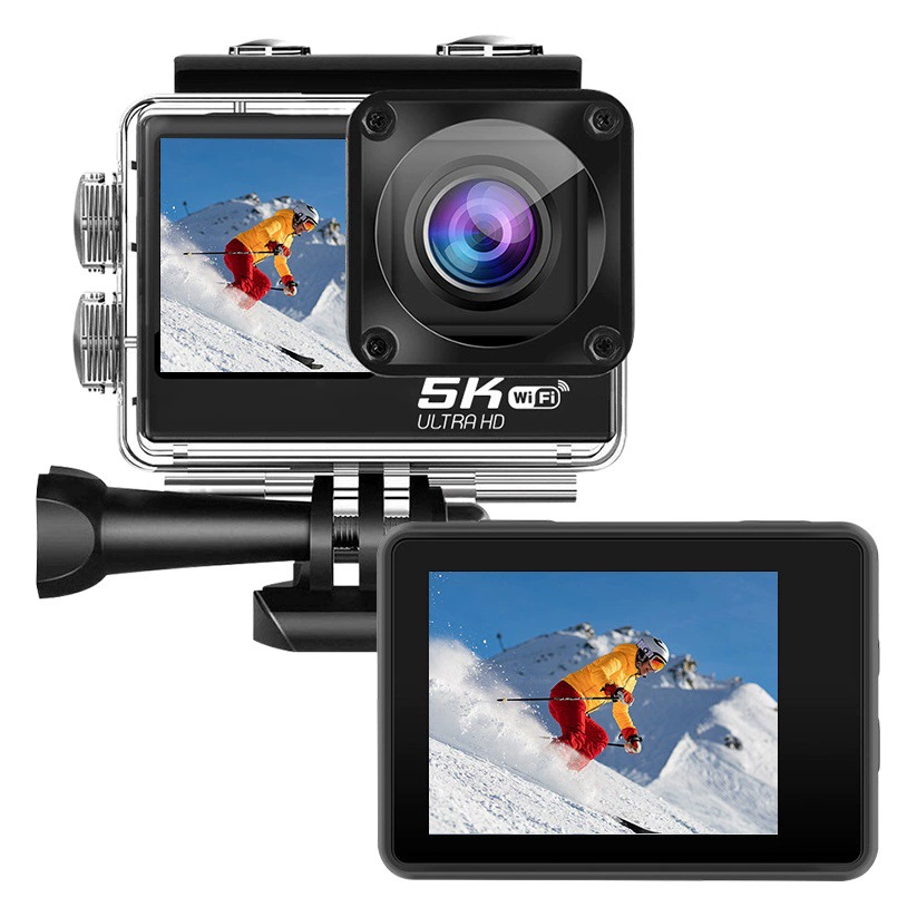 Экшн-камера 5K для трансграничной съемки, беспроводной микрофон высокого разрешения, запись с шумоподавлением, защита от тряски, водонепроницаемая мини-экшн-камера