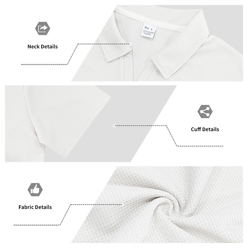 Men's Summer Waffle Knit Polo Shirt And Shorts Set, Casual Breathable Comfort Outfit For Daily Wear ​​Lightweight & Quick-Drying Fabric​_viptrois.com