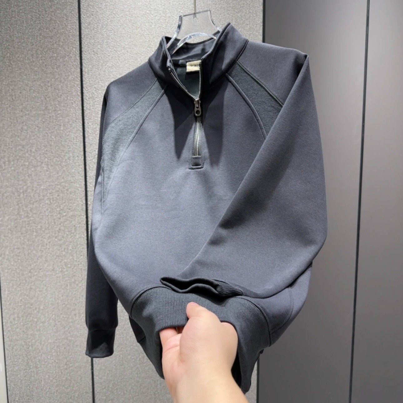 Men's Long Sleeved Sweatshirt Half Zip Stand Up Collar Casual Top Base Layer Shirt For Spring Autumn Winter 2025_voghion.com