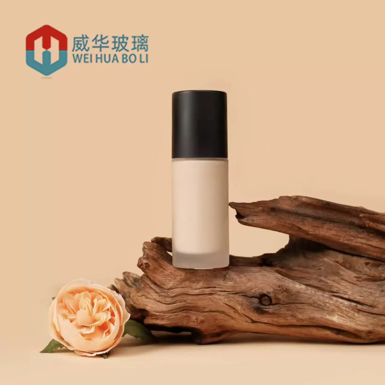 现货30ml粉底液厚底直圆瓶透明蒙砂玻璃乳液瓶按压式化妆品分装瓶