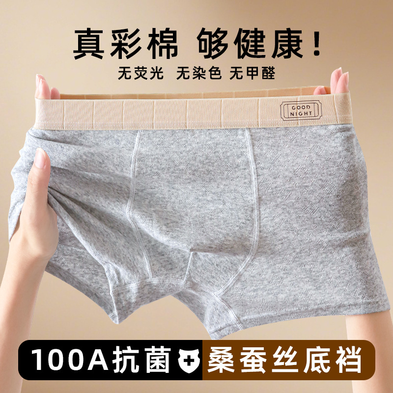 Teenage Development Period Colored Cotton Boys' Boxer Briefs Junior High School and High School Pure Cotton Medium and Large Boys' Boxer Briefs 100A Antibacterial