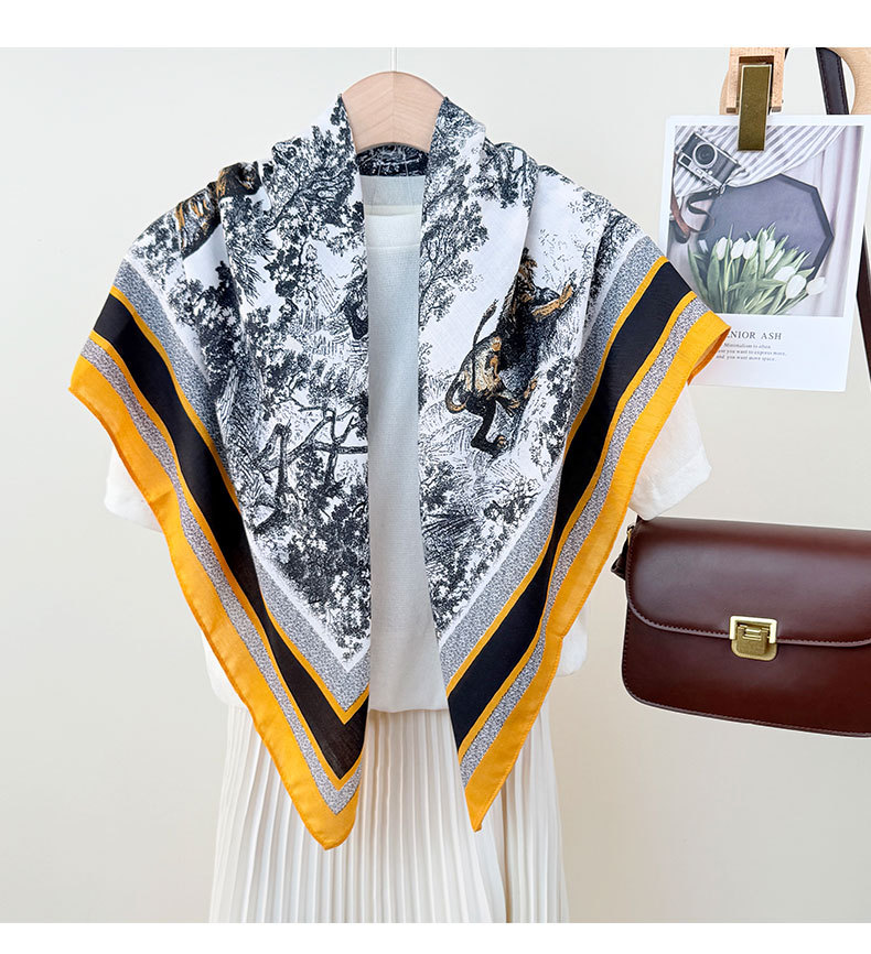 Pañuelo de seda para mujer estampado jungle chal cuadrado lujo_voghion.com