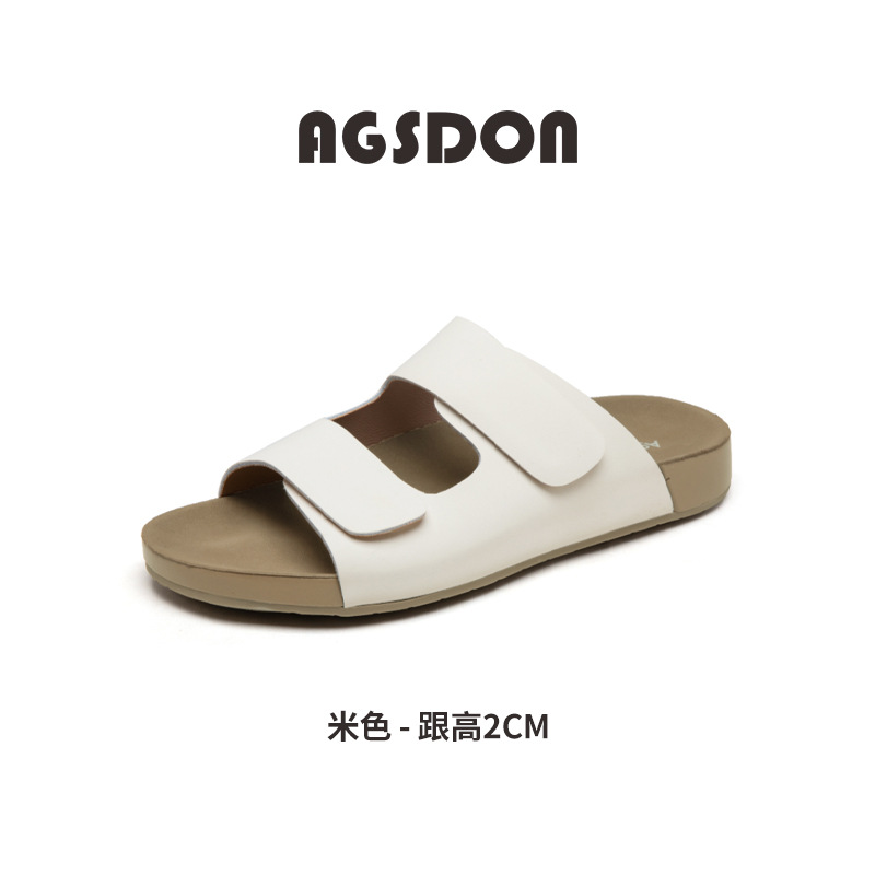Sandalias planas Augu Shiden para mujer, novedad de verano 2026, estilo retro Birkenstock, para uso en exteriores, sandalias de suela gruesa y medio-abiertas.