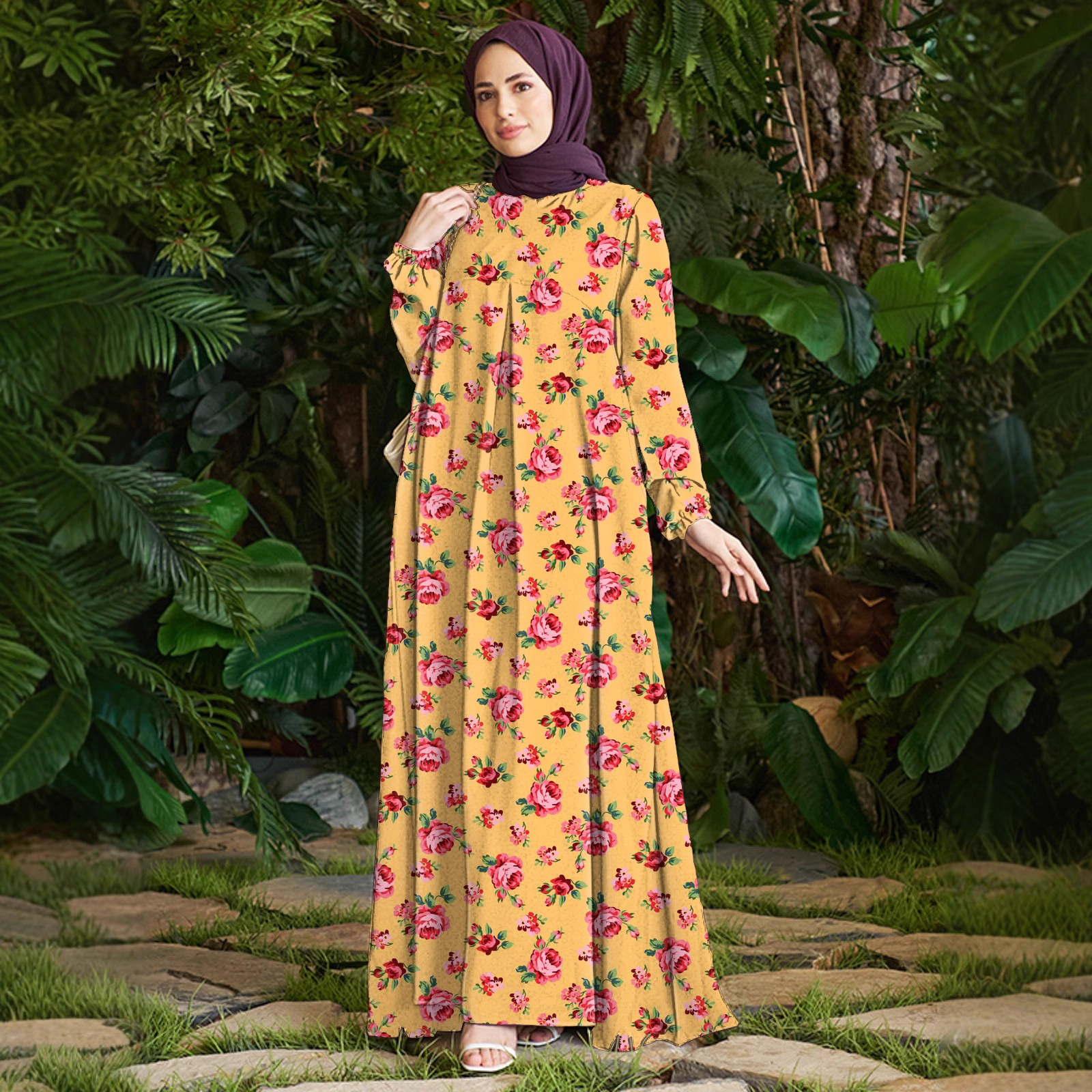 2025 Autumn New Fashion Print Dress for Women Polyester Cross Border Foreign Trade Suitable for Europe And America_voghion.com
