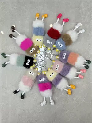 Imitation Fox Fur Briquette Bag Pendant, Schoolbag Big-Mouth Monster Doll Ornament, Cartoon Plush Toy Car Keychain (Pluş açarlıqlar) - long-strip-elf-1