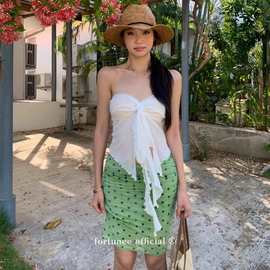 泳衣女沙滩度假休闲保守裙款复古波点纯欲风分体性感辣妹海岛泳装