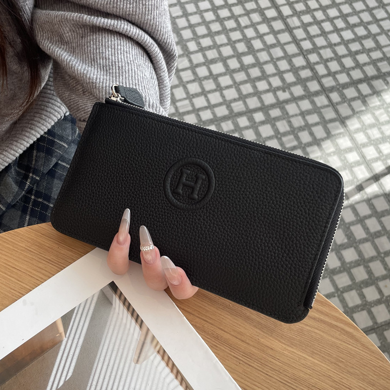 Wholesale Genuine Leather Women's Long Wallet Niche Design 2026 New Arrival Luxury Multi-Functional Zipper Purse - Thumbnail 6