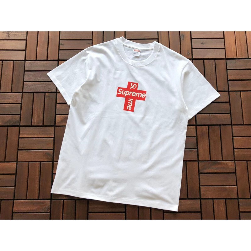 Supreme Cross-Border Niche Personality Original High-End Fashion Print Heavyweight Pure Cotton Short-Sleeve T-Shirt Loose Fit Unisex
