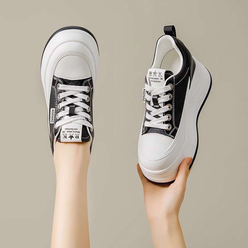 White Shoes for Women, Versatile 2025 Autum New Lightweight Platform Shoes, Thick-Soled Height-Increasing Women's Shoes, Thin Height-Increasing Sneakers