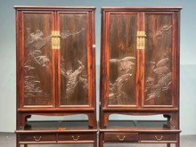 印尼黑酸枝阔叶黄檀花鸟圆角柜衣柜置物柜仿古典新中式红木家具