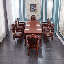 剧本杀欧式风民国餐桌椅组合实木长方形餐桌加长2.4米实体店桌子