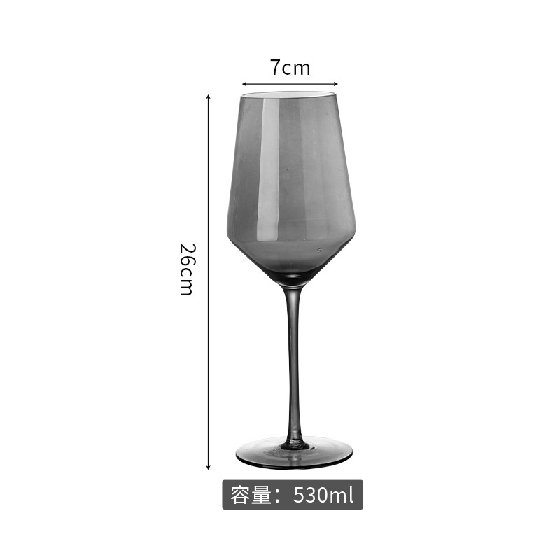 Tazas de vidrio de cristal chapeadas negras de alto pie tazas de vino gris de humo tazas de vino europeas tazas de champán de banquete occidental