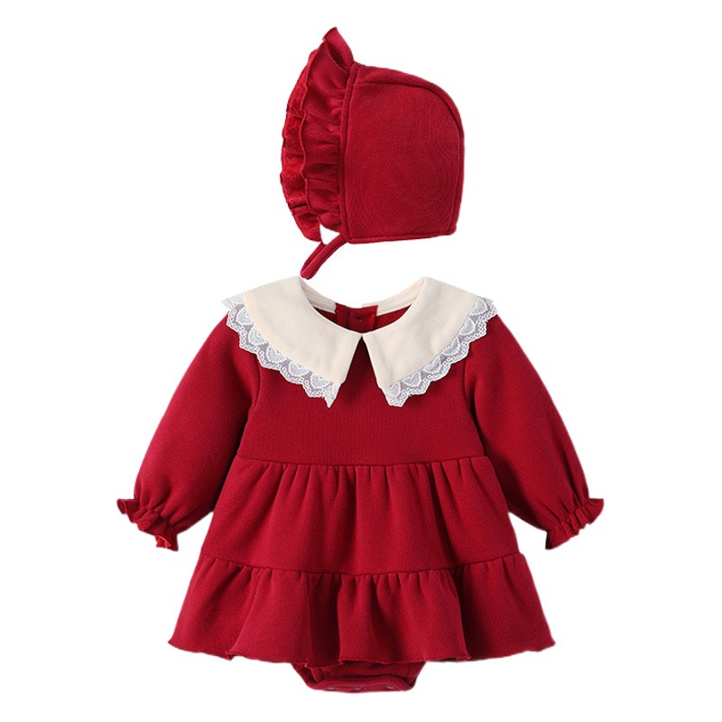 Ropa versátil para bebés para el Año Nuevo, Clase A, otoño e invierno 2025, pelele retro para bebés recién nacidos de otoño