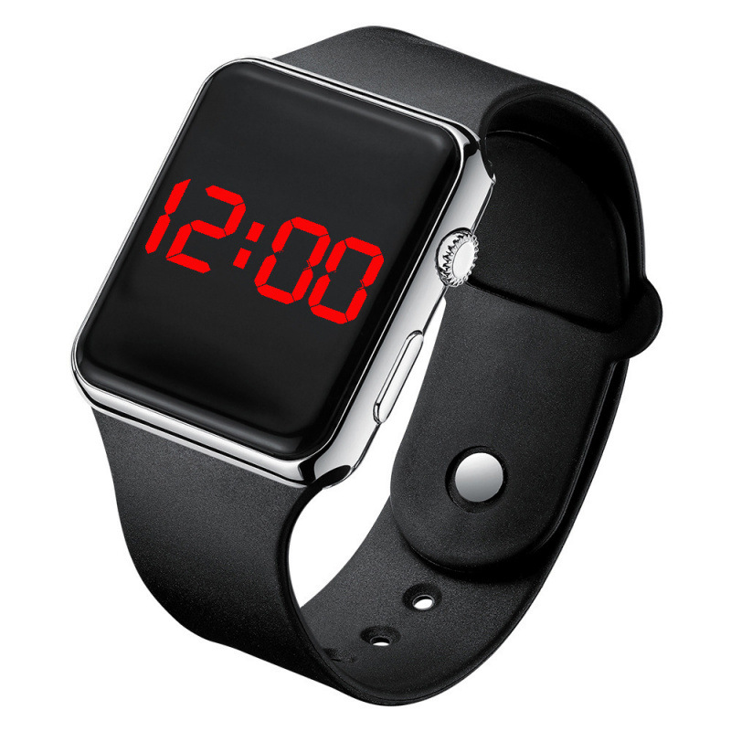 New Fashion Creative Led Square Thin Digital Watch Sports Student Display Digital Silicone Watch