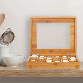 欧式竹制胶囊咖啡收纳盒木质家用多格茶包置物盒精油收纳盒