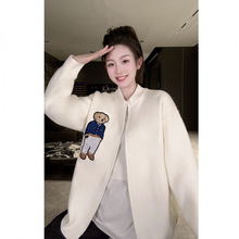 可爱风刺绣小熊针织外套女韩版小众软糯毛衫秋季款学院风奶乖开衫