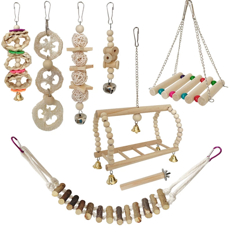 Попугай игрушка ветка лазает по лестнице из люфы из ротанга