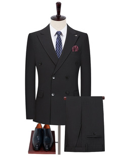 2025 New Classy Men's Brand Suit Korean Style Fashionable Business Casual Four-Season Black Slim Suit