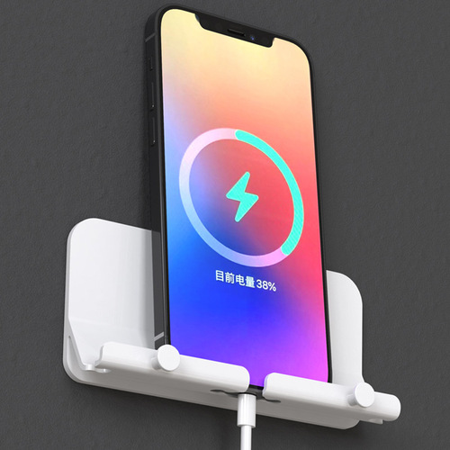 Extended hook bracket, punch-free, nail-free, traceless, strong adhesive, load-bearing mobile phone charging rack, bedroom tablet shelf