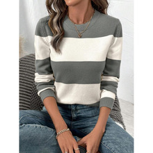 C 32341 Color block striped knit sweater ƴɫ������֯ë��