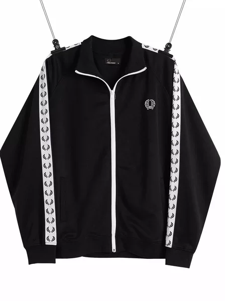 FB Men's and Women's Zipper Sweatshirt Jacket Embroidered Loose British Casual String Mark Full Printed Wheat Ear Webbing Outwear Cardigan