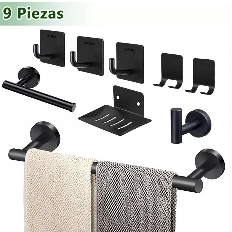 Cross-border 304 acero inoxidable baño conjunto para Amazon hardware gancho toallas anillo conjunto de oro