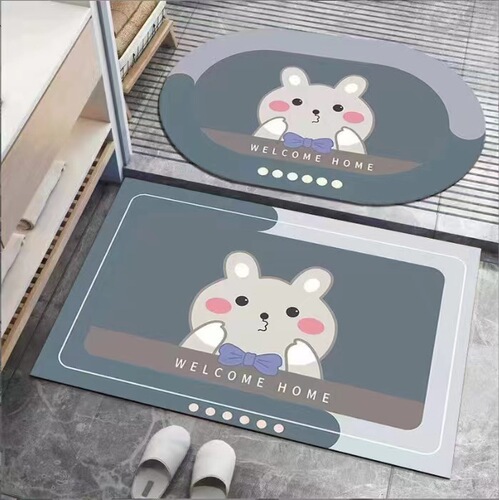 Cartoon bathroom floor mat, bathroom kitchen absorbent mat, doorway soft foot mat, quick-drying non-slip mat, entrance door mat