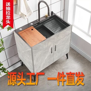 Household Kitchen Stainless Steel Vegetable Washing Basin Sink Casual Integrated Cabinet Sink Rental Room Household Sink Jane