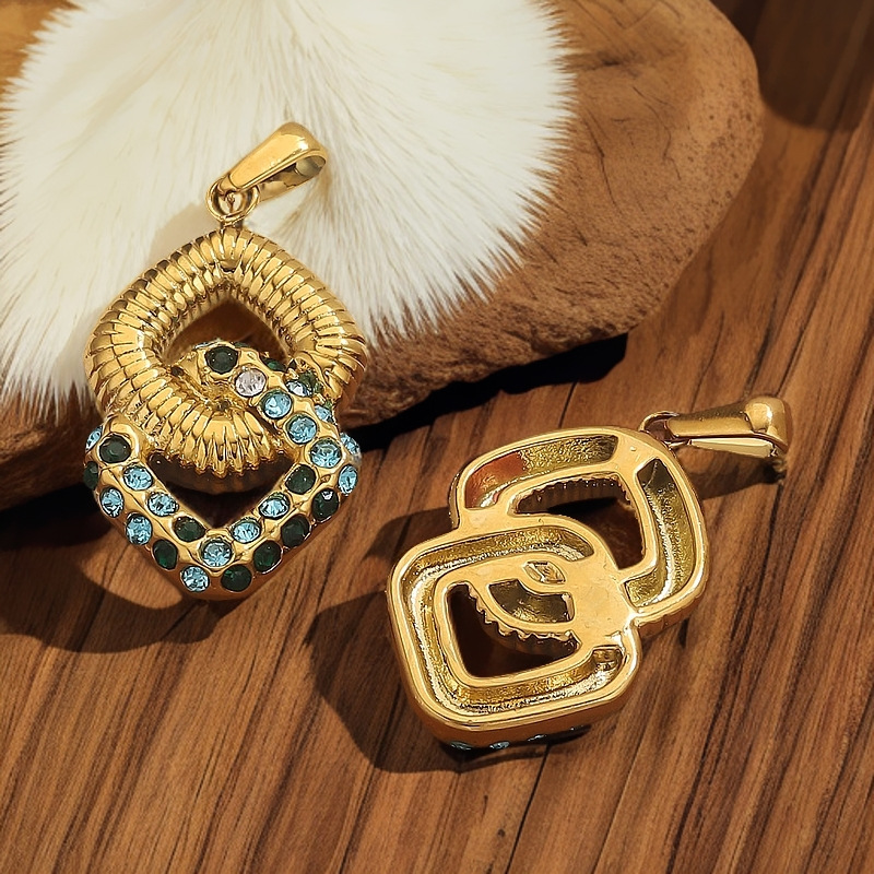 Nuevo acero inoxidable galvanoplastia al vacío transfronteriza color de cristal de diamante colgante accesorios de joyería DIY