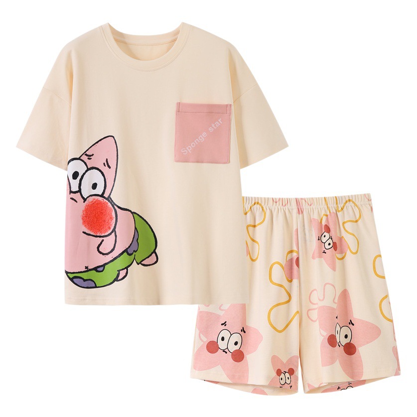 Pijamas de gama alta de algodón para mujer verano nuevo estudiante Delgado estilo ins nuevo dulce hermoso traje de ropa para el hogar de alta apariencia