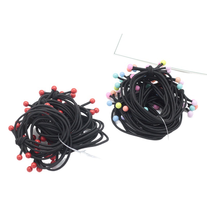 Cuerda de pelo de cuentas rojas pequeñas tres en uno alta elástica de frijol rojo cuerda de pelo lazo banda de goma arco banda de pelo accesorios para el cabello al por mayor