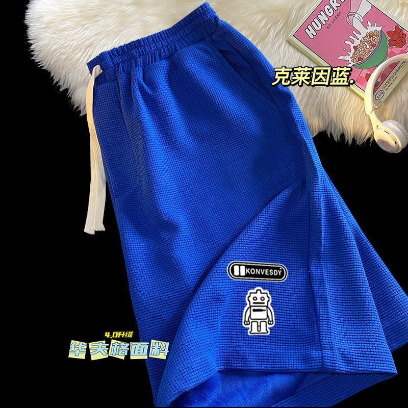 Venta directa de fábrica verano nuevo waffle shorts hombres casual moda marca suelta Pantalones rectos pantalones cortos de baloncesto